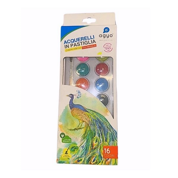 Agyo - 16 Colori Acquerelli in Pastiglia