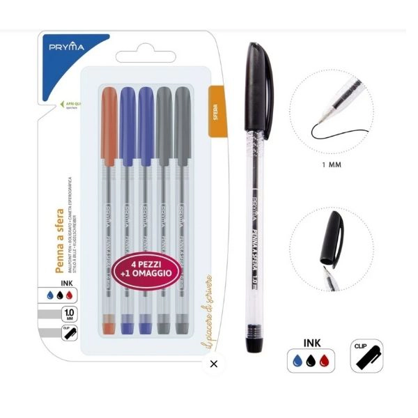 Pryma - Ballpoint Pen 1mm (Set da 5 pezzi)