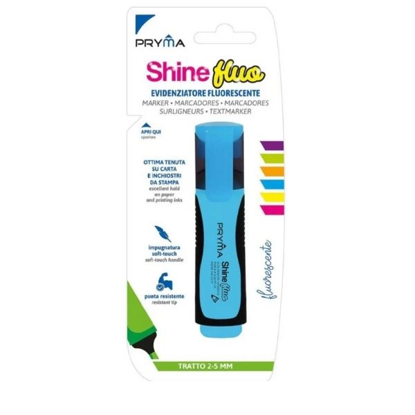 Evidenziatore Pryma Shine Fluo - Azzurro Fluo