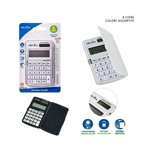 Calcolatrice Tascabile Pryma 8 Cifre 118x73x10mm
