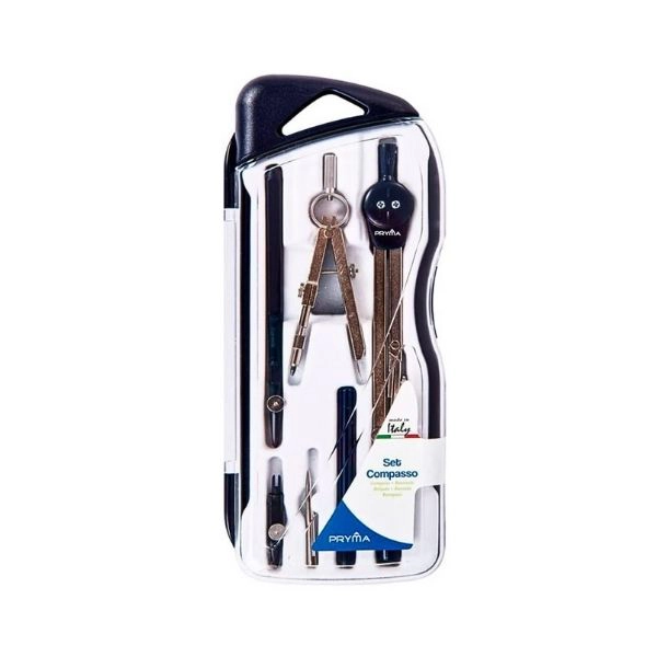 Compasso in metallo Pryma con asta articolata e balustrine - Set 5 pezzi