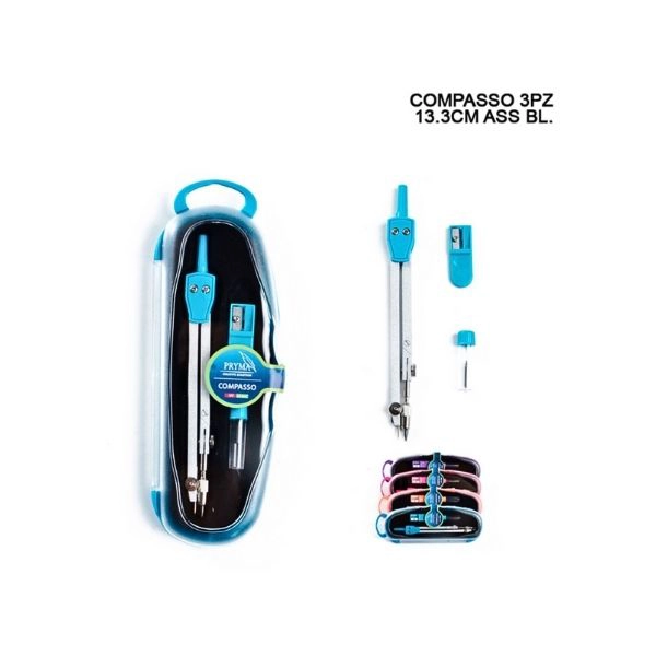 Compasso da 13.3 cm con mina e temperino - colori assortiti