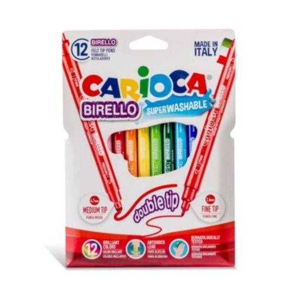 Pennarelli Carioca Birello - Set 12 colori a doppia punta