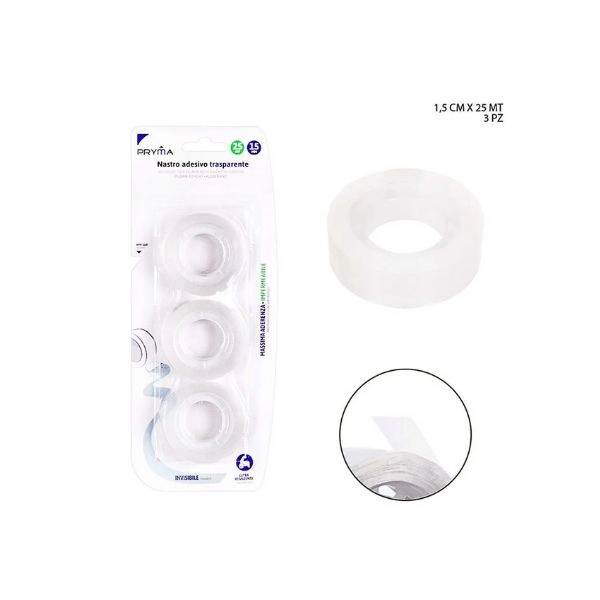 Pryma - Nastro Adesivo Trasparente 3Pz
