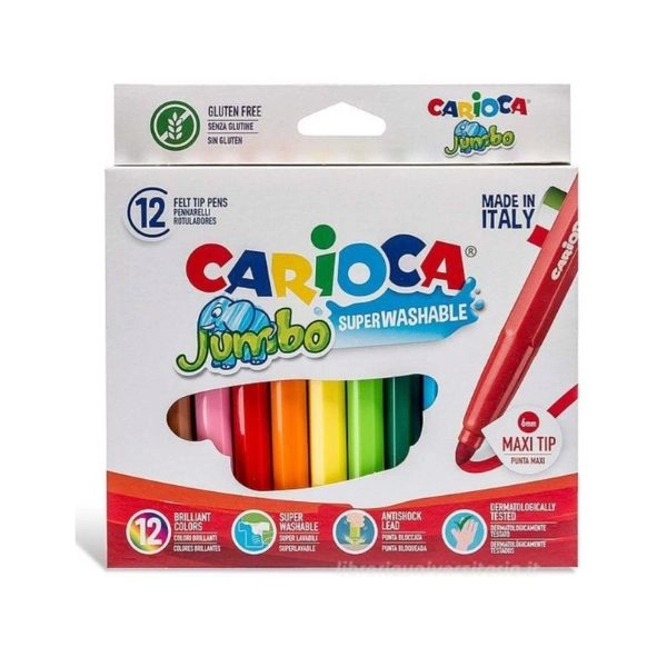 Pennarelli Jumbo Carioca - Set 12 colori con punta maxi