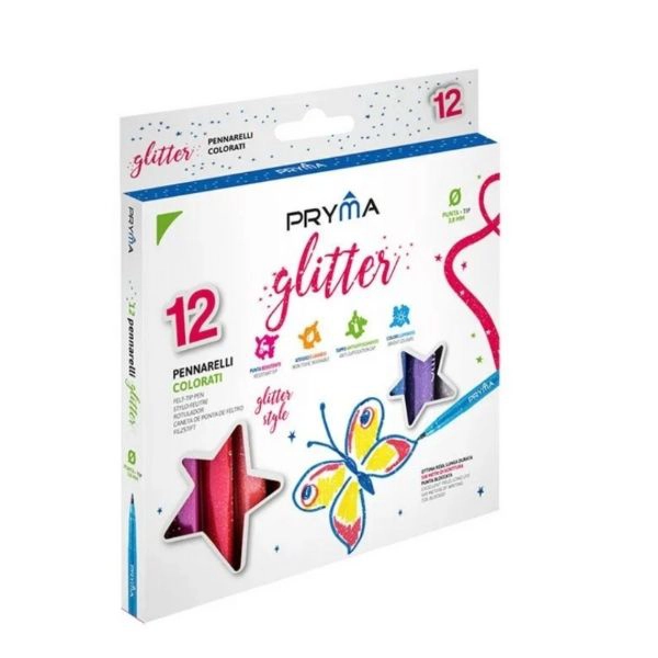 Pennarelli Glitter Pryma - Set 12 colori brillanti
