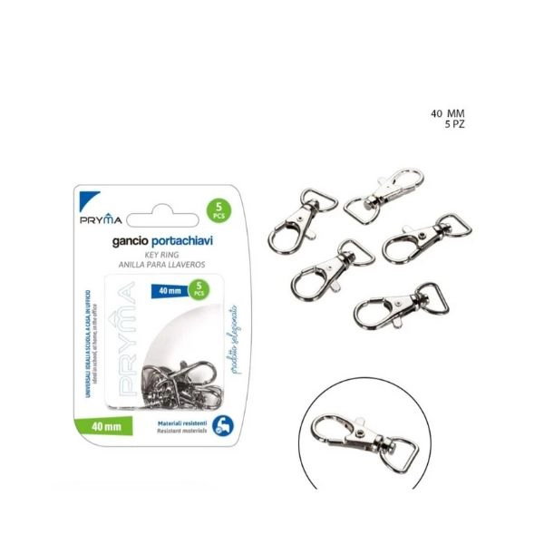 Pryma - Gancio Portachiavi Metallo 4Cm 5Pz