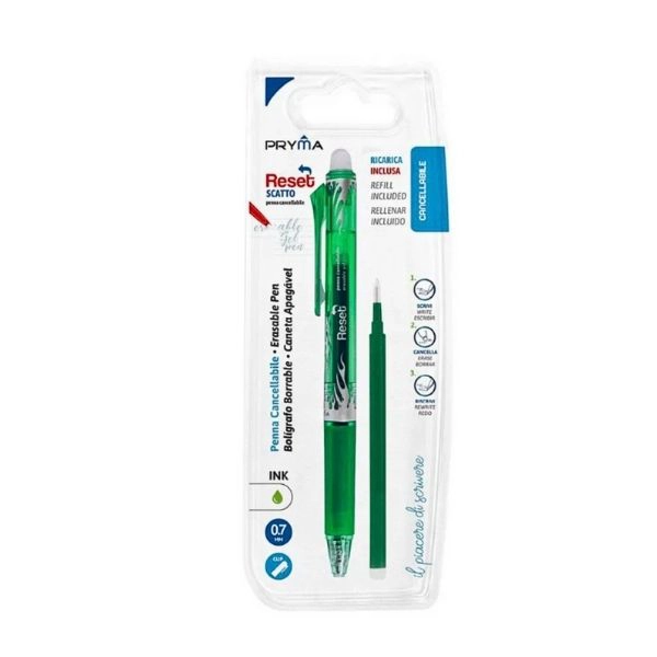 Pryma - Penna Cancellabile Scatto 0.7mm + Ricarica Verde