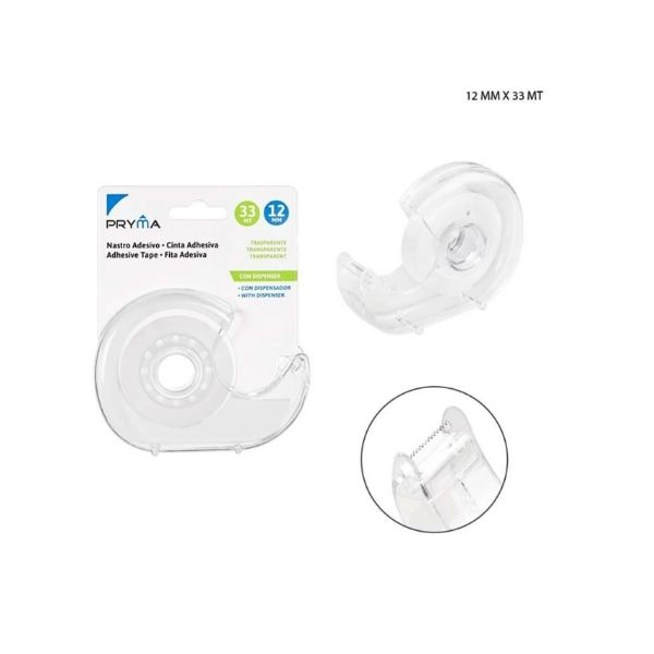 Pryma - Celo Trasparente con Dispenser 12mm x 33m