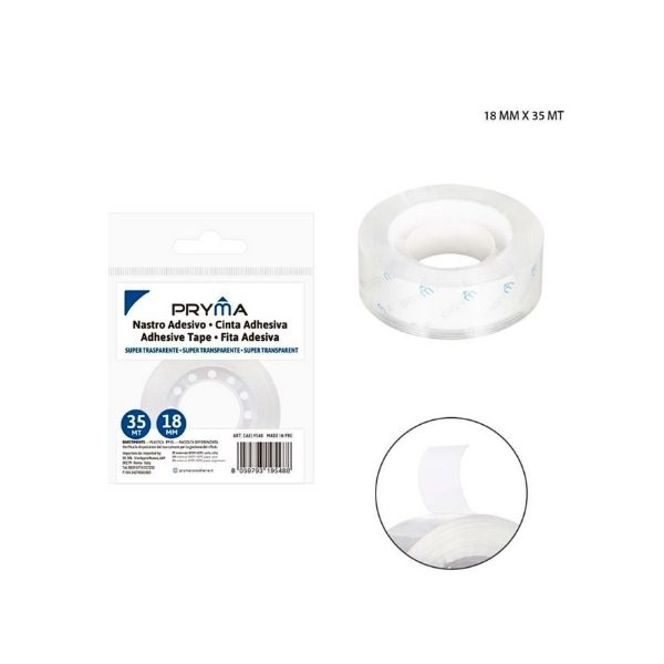 Pryma - Cinta Adesiva Super Trasparente 18mm x 35m