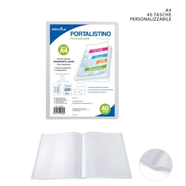 Pryma - Portalistino Personalizzabile A4 60 Tasche