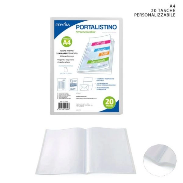 Pryma - Portalistino Personalizzabile A4 40 Tasche