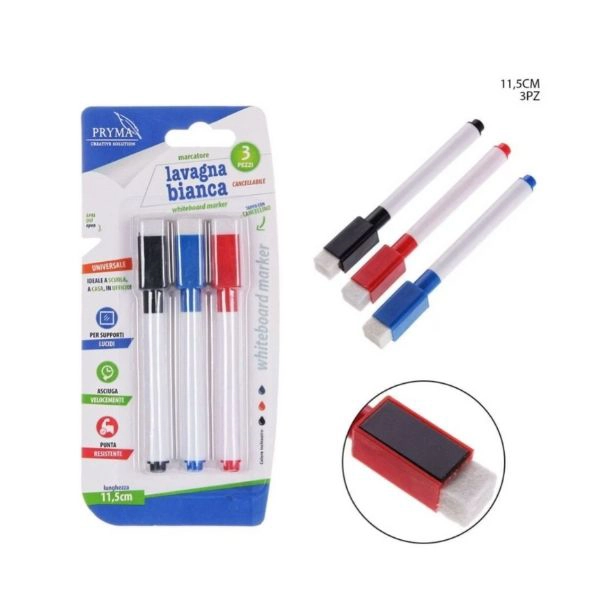 Set 3Pz Pennarello per Lavagna Magnetica Pryma