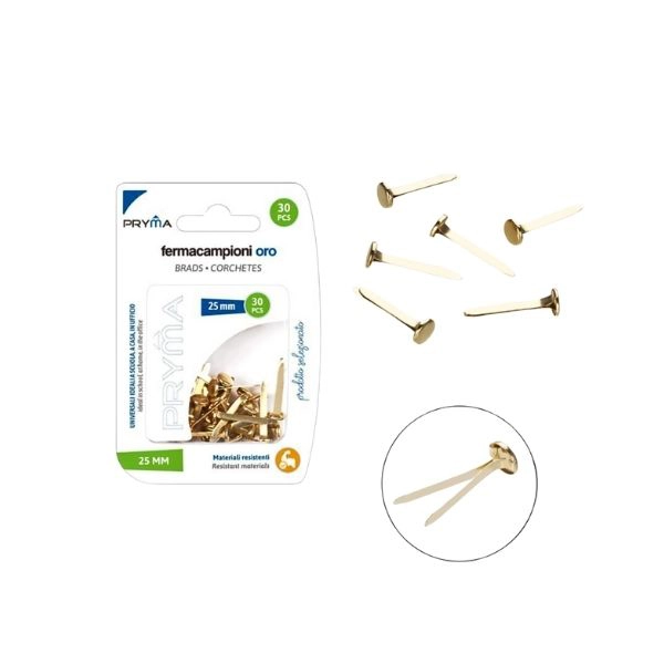 Pryma - Fermafogli Color Oro 25mm 30Pz