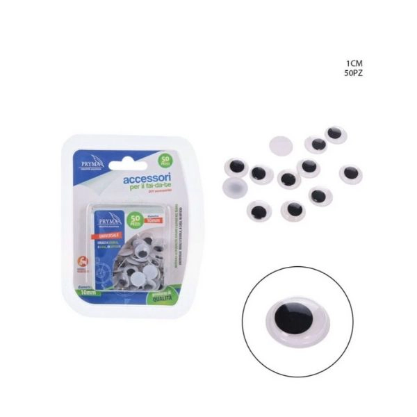 Occhi Adesivi Pryma 10mm - Set 50 Pezzi