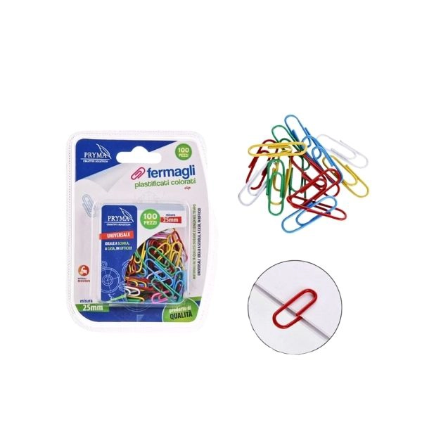 Pryma - Fermagli Plastificati Colorati 25Mm 100Pz