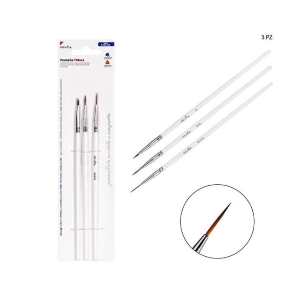 Pincel Redondo N.0-0/2-0/3 | 3 Piezas Para Pintura y Arte