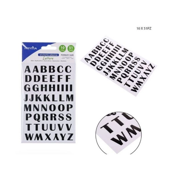 Pryma - Etichetta adesiva lettere 51Pz 10ff