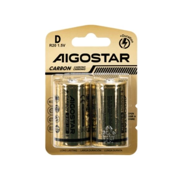 Batterie Aigostar Torcia D Zinco Carbone 1.5V BL2