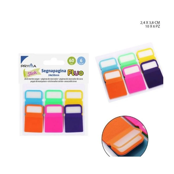 PRYMA - STICK SEGNAPAGINA 24X38MM 6 PZ FLUO