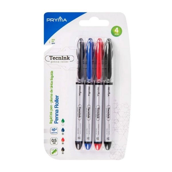 Pryma - Penna Roller 0.5Mm 4 pezzi Colori Assortiti