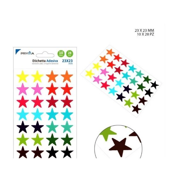 PRYMA - ETICHETTE ADESIVE A FORMA DI STELLA 23X23MM (10 FOGLI)