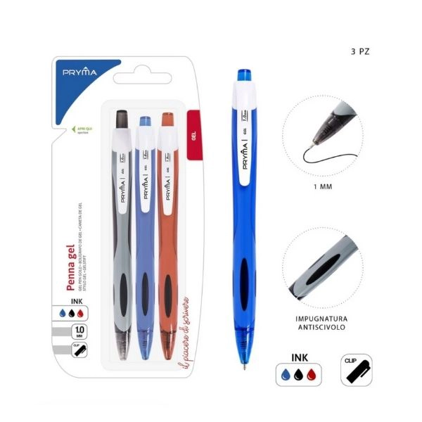 Pryma - Penna Olio Gel 1.0mm 3pz