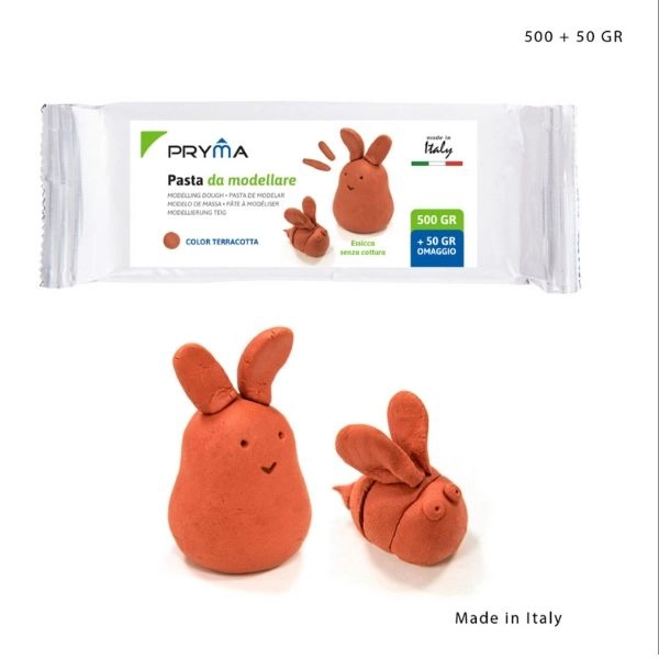 Pasta da Modellare Pryma - Colore Terracotta 500g + 50g Omaggio