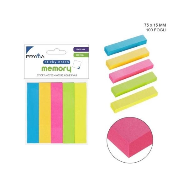 Pryma - Nota Adesiva 76x15 mm 100 pz 5 colori