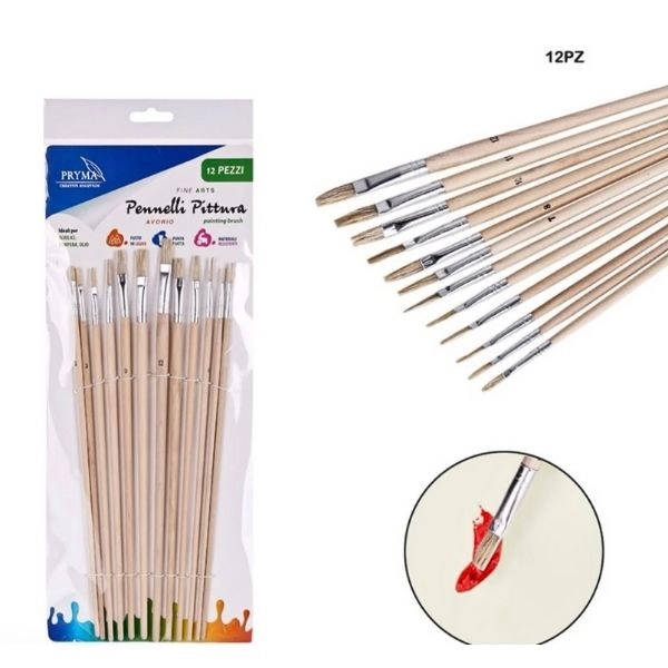 Pryma - Pennello Pittura Punta Piatta 12Pz Avorio