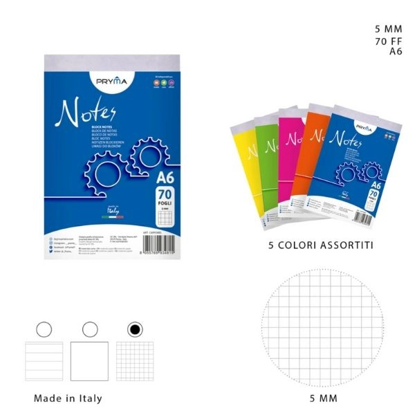 Pryma Block Notes A6 - 70 Fogli - 5M - 10x15 cm