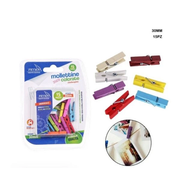 Pryma - Mollette Colorate 30mm 15pcs
