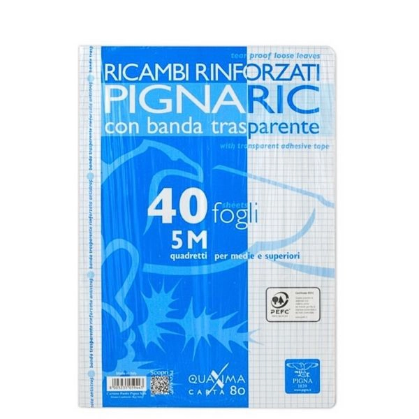 PignaRic Ricambi Rinforzati A4 - 40 Fogli - 80g - 5M Bianco