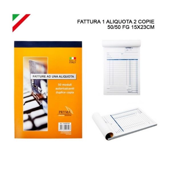 Blocco Fatture 1 Aliquota 2 Copie 50/50 FG 15x23 cm