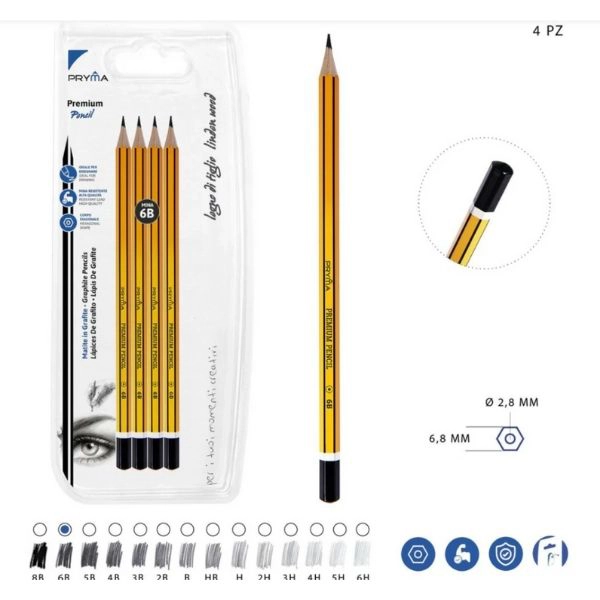 Pryma Matita Grafite Premium A/Qualità 6B 4Pz Bl.
