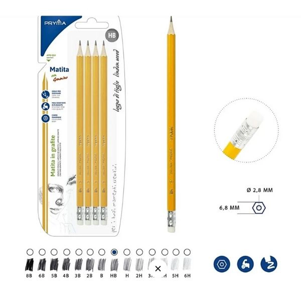 Pryma - Matita Grafite C/Gomma Hb 4Pz