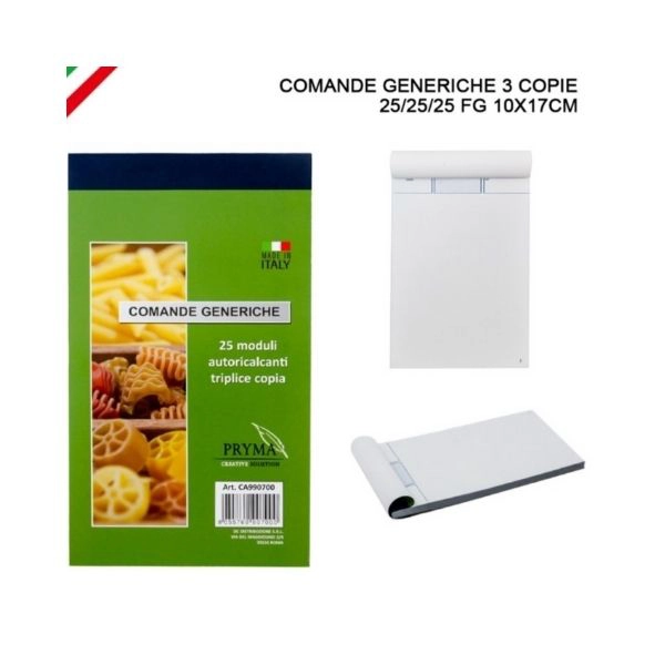 Blocco Comande Generiche 3 Copie 25/25/25 FG 10