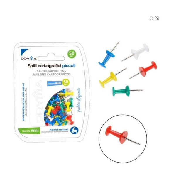 Pryma - Spilli Cartografici Colorati Piccoli 50Pz