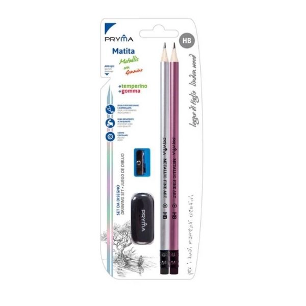 Pryma Matita Metallic con Temperino e Gomma | HB – Ø 2.8 Mm
