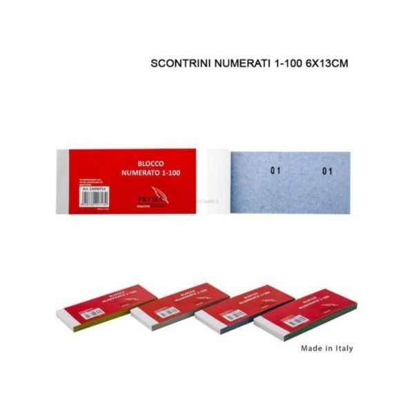Blocco Scontrini Numerati 1-100 6x13 cm