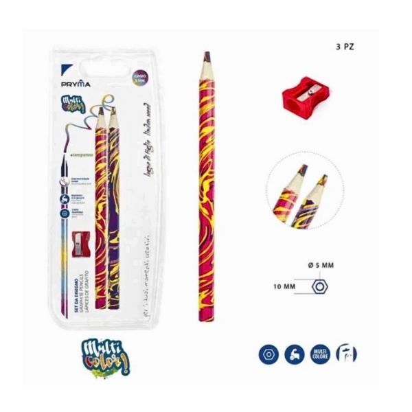 Pryma Matita Jumbo Multicolor 2pz + Temperino Bl