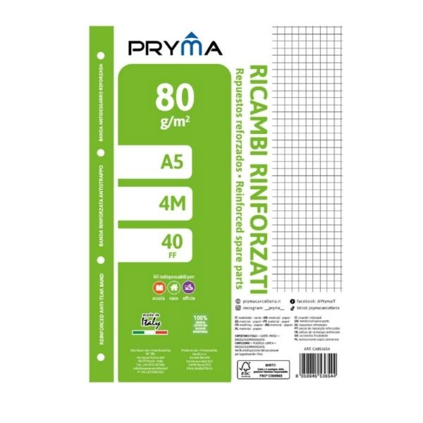 Pryma Ricambi Rinforzati FSC A5 - 40 Fogli