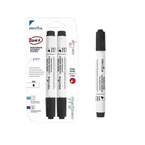 Pryma Marcatore Lavagna Punta Tonda 2mm 2pz Nero