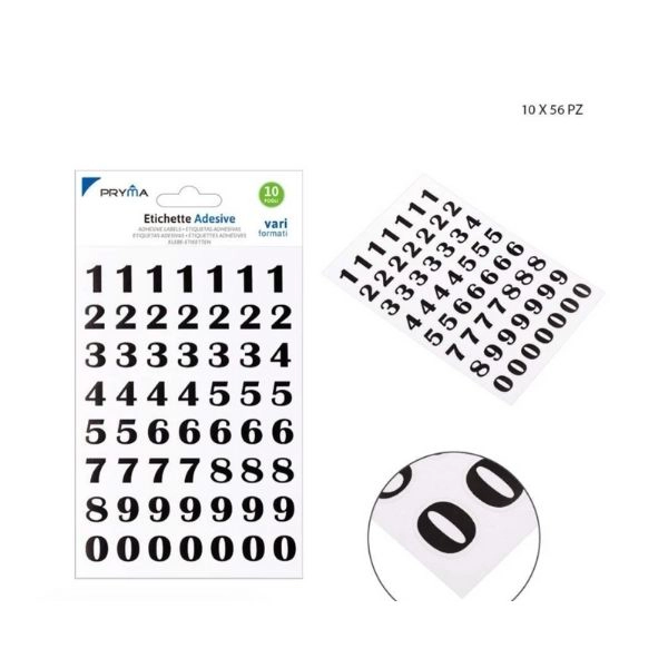 Pryma - Etichette Adesive Numeri 56Pz 10 Fogli