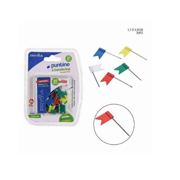 Pryma - Puntine a Bandiera Color 1,7×3,5cm 30pz