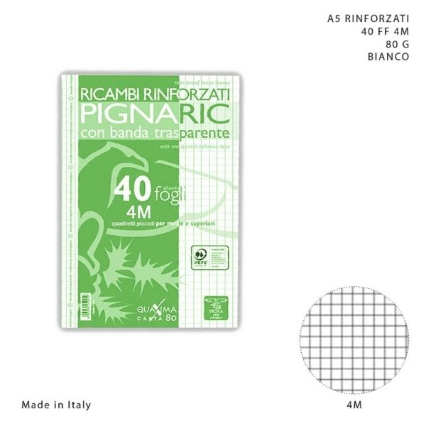 Pigna Ricambi Rinforzati A5 40FF 80G 4M Bianco