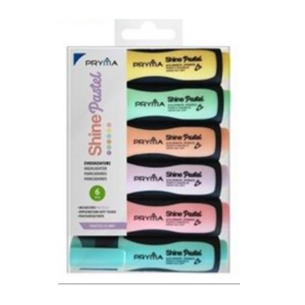 Evidenziatori Shine Pastel - Set da 6 colori