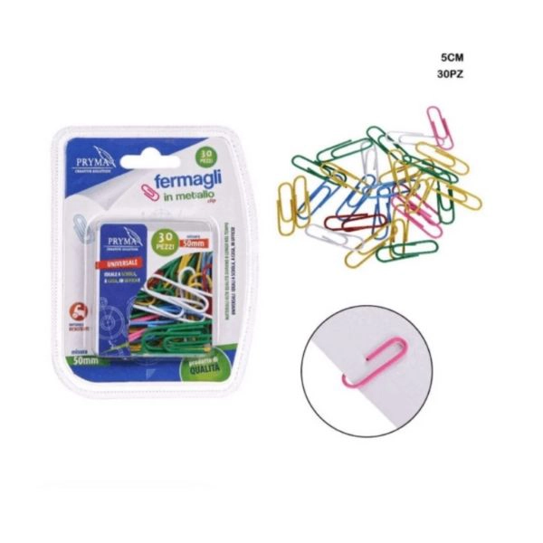 Pryma - Fermagli Plastificati Colorati 50mm 30pz