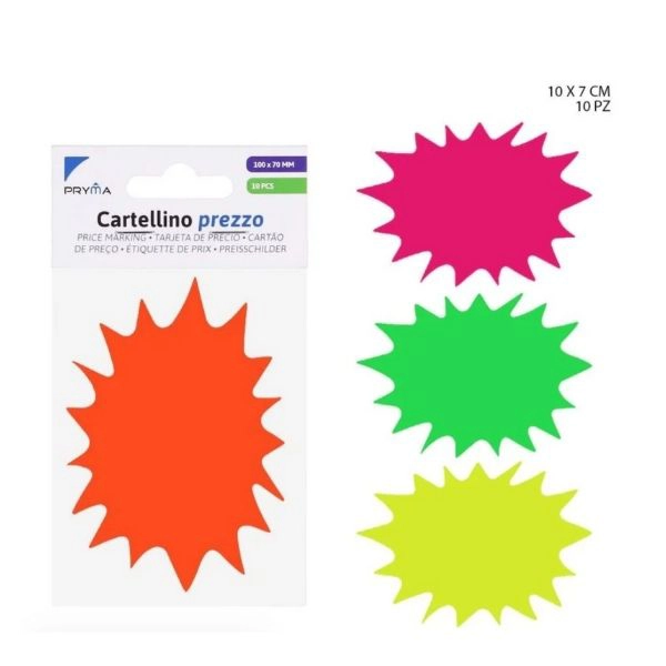 Pryma Cartellino Prezzo Ovale 10x7cm - 10 Pezzi