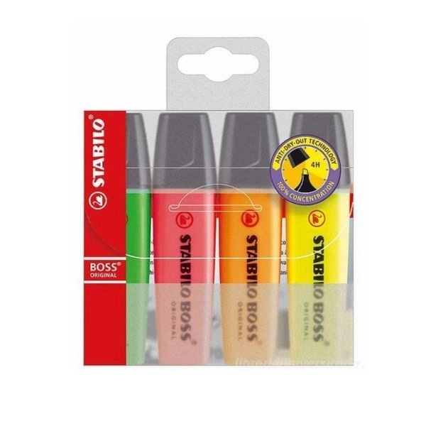 Confezione 4 Evidenziatori Stabilo Boss Original